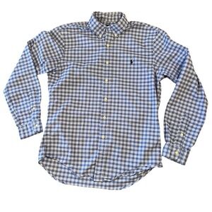 Polo Ralph Lauren Mens Blue Plaid Button Down Shirt Stretch Long Sleeve XL